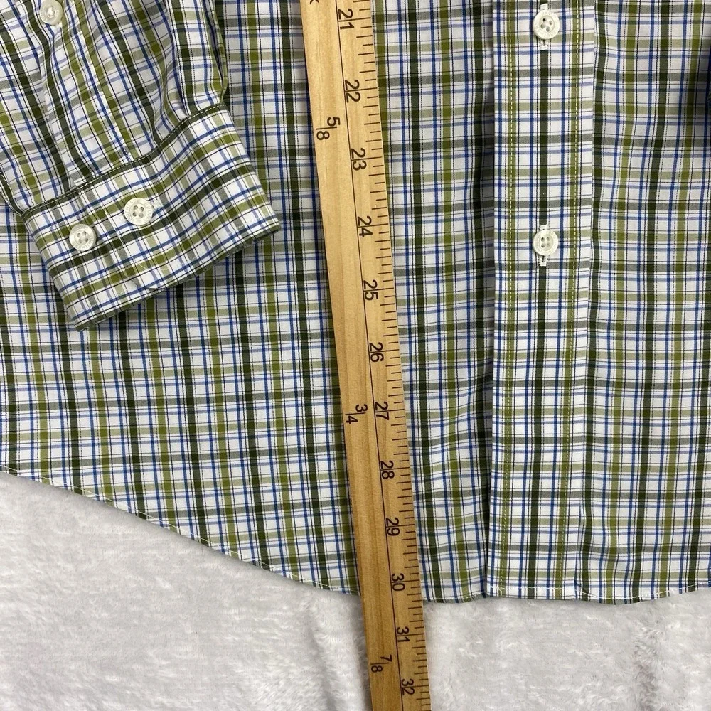 Brooks Brothers Boys XL Green White Plaid Dress Shirt Non-Iron Long Sleeves